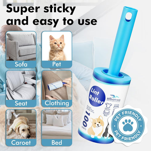 Lint Rollers for Pet Hair, Extra Sticky 1000 Sheets Mega Value Set for Clothes, Furniture, and Carpet