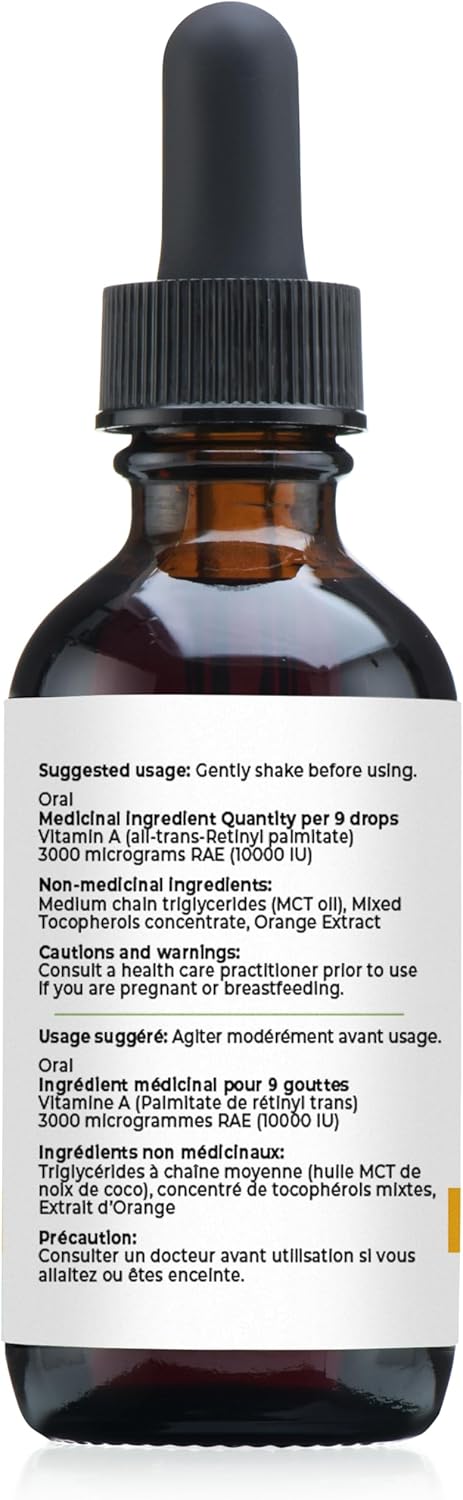 Why Not Natural Vitamin A Drops 10,000 IU - Liquid Retinyl Palmitate with Coconut MCT Oil, Vegan Micellized Vitamin A