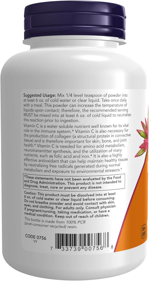 NOW Supplements, Magnesium Ascorbate Powder, 8-Ounce, Buffered, Antioxidant Protection*
