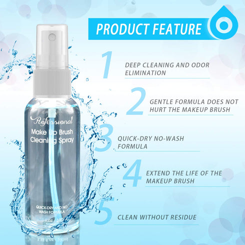 Makeup Brush Cleaner Spray, No-washing Quick Drying Deep Cleaning for Cosmetic Brushes and Sponges, 3.38 oz