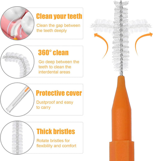 100 Pcs Interdental Tooth Flossing Head Cleaning Brush Braces Brush Toothpicks Oral Cleaners