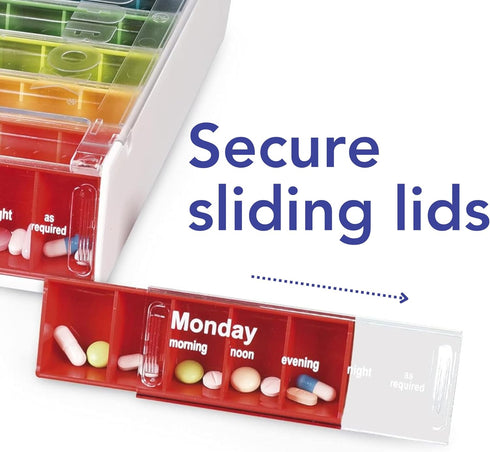 Patterson Medical 7 5 Weekly Pill Organiser Day Box with Daily Compartments Detachable, Portable Tablet Pots