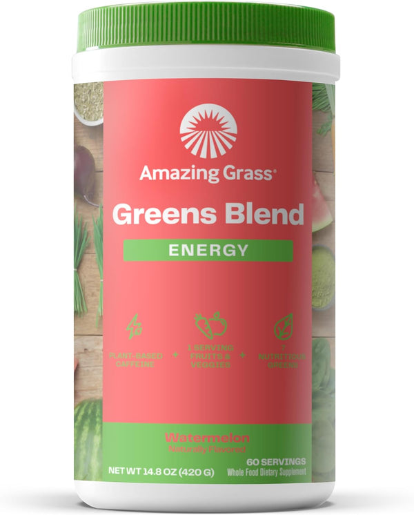Amazing Grass Greens Superfood Energy Powder, Plant Based Caffeine, 60 Servings