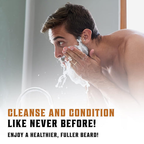 Viking Revolution Beard Wash & Conditioner Set with Argan & Jojoba Oils, Natural Sandalwood Scent, 5oz