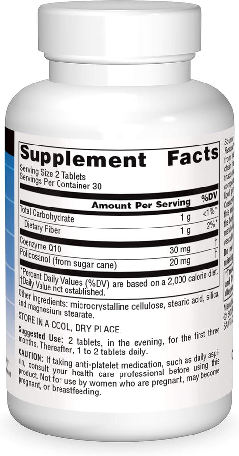 Source Naturals Policosanol with Coenzyme Q10 10 mg Tablet, 60 Count