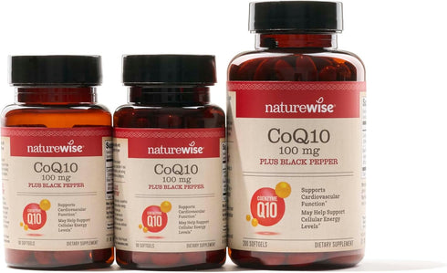 NatureWise CoQ10 100mg Softgels - High Absorption Coenzyme Q10 with BioPerine for Heart Health, 200 Softgels (200-Day