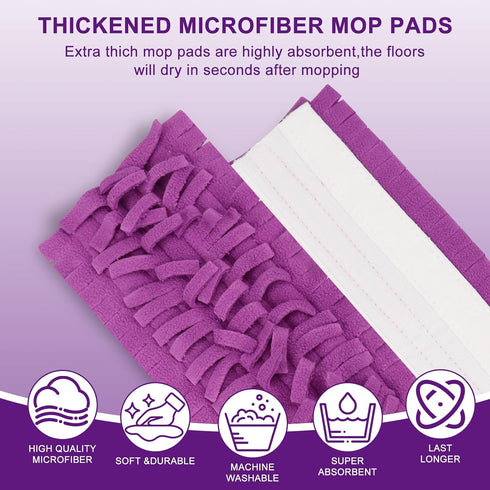 6 Pack Reusable Mop Pads Compatible with Swiffer Powermop, Microfiber Power Mop Refills for All Types of Floor Cleaning