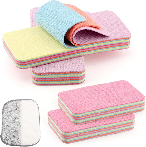 XIHUADOU 4 Pack 12-Layer Peelable Microfiber Sponges Ultra Absorbent Reusable Cleaning Pads for