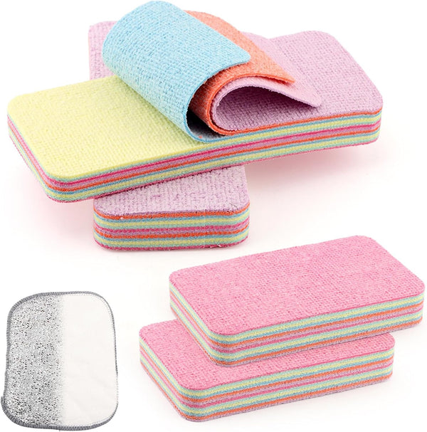 XIHUADOU 4 Pack 12-Layer Peelable Microfiber Sponges Ultra Absorbent Reusable Cleaning Pads for