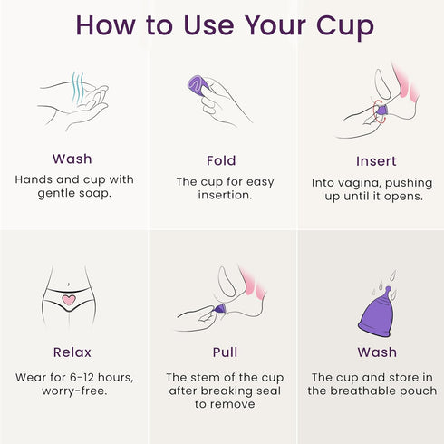 EcoBlossom Reusable Menstrual Cup Set, Medical Grade Silicone Period Cups, Comfortably Use for 12 Hours (Small & Large)
