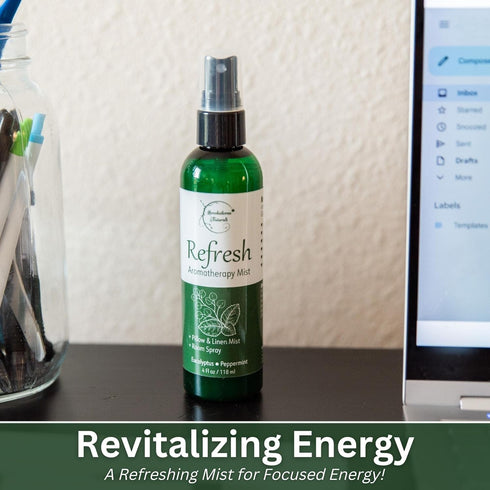 Refresh Aromatherapy Room Spray & Pillow Mist - Peppermint & Eucalyptus Essential Oil, Natural Car Air Freshener