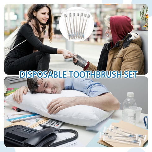 Uiifan 250 Sets Disposable Toothbrushes Bulk with Individually Wrapped Toothpaste, Travel Toothbrush Set for Home, Hotel