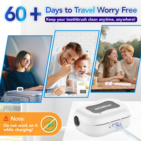 MONESAO Toothbrush Sanitizer Case, Portable Mini Toothbrush Covers with Holder, Rechargeable Travel Home Toothbrush