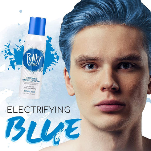 Punky Temporary Hair Color Spray, Bengal Blue, Non-Damaging Hair Dye for Instant Vivid Color, 3.5 oz, 2 Pack