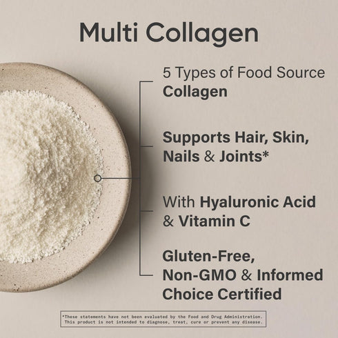 Sports Research Multi Collagen Protein Powder with Hyaluronic Acid + Vitamin C | 30 Servings