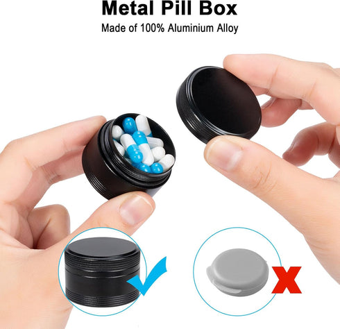 Small Metal Pill Case - Waterproof Pill Box for Pocket & Purse, Travel Medicine Organizer