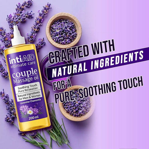IntiAid 7 Oz Couple Massage Oil for Date Night & Massage Therapy | Sensual Massage Oil with Lavender & Chamomile |