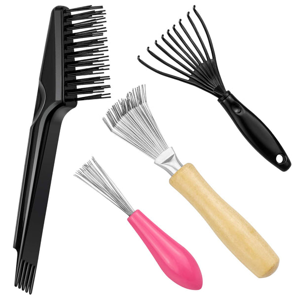 SelfTek 4 Pack Hair Brush Cleaning Tool - Home or Salon Use for Removing Hair and Dust