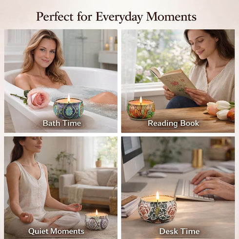 Set, 12 Pack 12 Scented Candles Gift Soy Wax Candles for Home, Scents, Aromatherapy Travel Tins with Gift Box