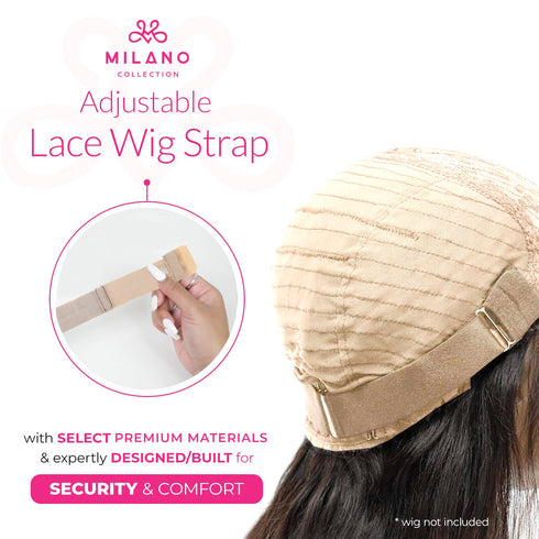 Milano Adjustable Elastic Wig Band with Hooks for Secure Fit & Comfort, Tan Wig Strap and Headband Accessories