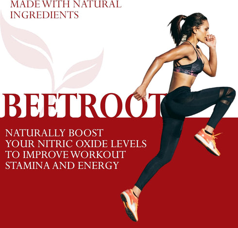 Organic Beet Root Powder Capsules - Nitric Oxide Booster for Men & Women - Organic Non-GMO Gluten Free Vegan Beets -
