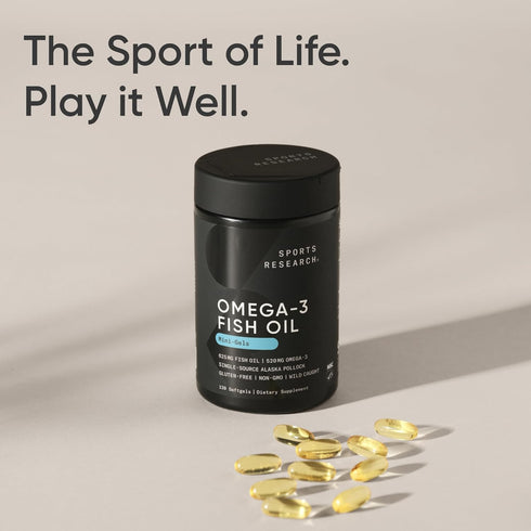 Sports Research Fish Oil Mini-Softgels - Easy to Swallow Omega-3 from Wild Caught Alaska Pollock, 120 Capsules