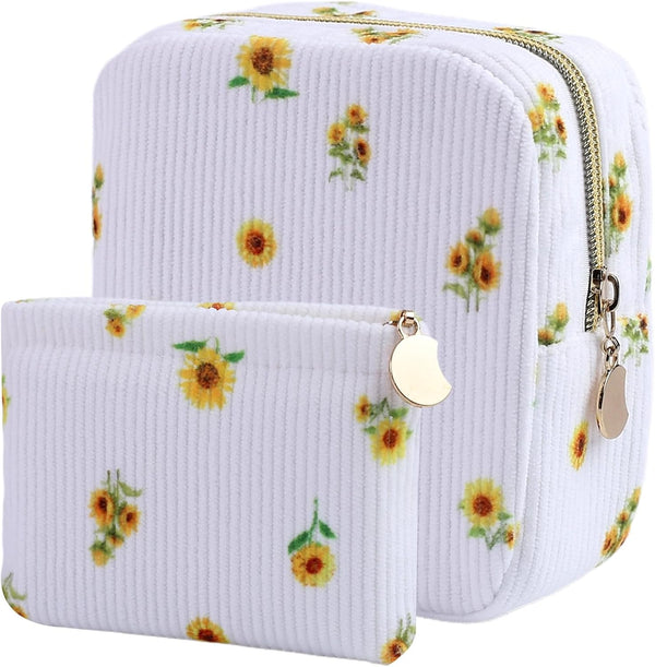 Teircno 2-Pack Period Bag for Women Girls, Portable Corduroy Sanitary Napkin Storage Bag