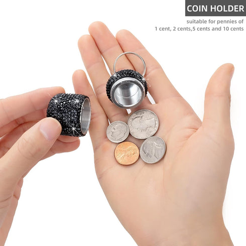 Bling Small Pill Organizer Travel Keychain Waterproof Pill Box for Purse, Portable Medicine Holder with Key Chain