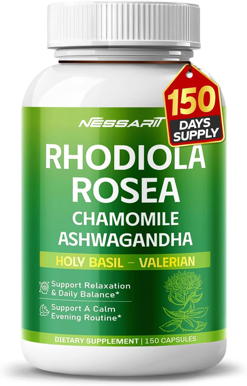 NESSARIT RHODIOLA ROSEA Supplement- 11-in-1 Natural Blend with Chamomile L-Theanine Ashwagandha Holy Basil