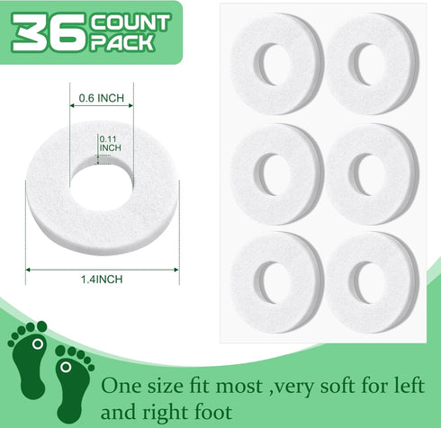 Nuanchu 36 Pcs Callus Cushions Pads for Bottom of Foot, Soft Adhesive Felt Corn Pads for Pain Relief