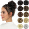 Rose Bud Messy Bun Hair Pieces for Women, Curly Messy Bun Scrunchie, Dark Brown Hair Bun Extension