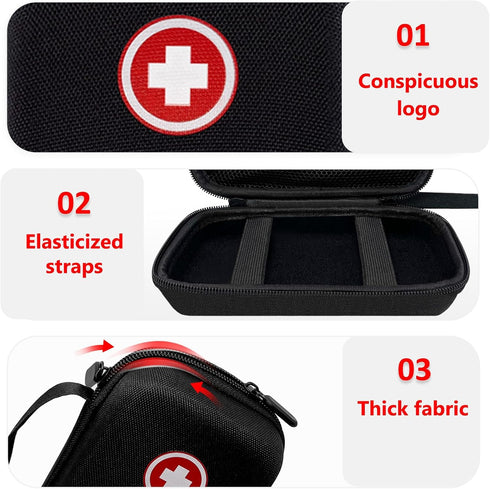 Diabetic Supplies Travel Case, Organizer for Blood Glucose Monitor Kit, Test Strips, Lancets, and More (Case Only)