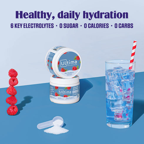 Ultima Replenisher Daily Electrolyte Powder Drink Mix, Sugar Free Blue Raspberry, 30 Servings, Keto Friendly
