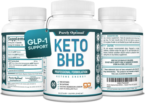 Purely Optimal Keto BHB Capsules – Exogenous Ketone Pills for Ketosis Support, 60 Capsules for Women & Men