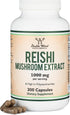 Reishi Mushroom Capsules (4:1 Ganoderma Extract, 1,000mg Red Reishi Powder) 300 Count, Immune Support Supplement
