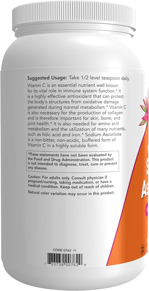 NOW Foods Sodium Ascorbate Powder, Buffered Antioxidant Protection, 3-Pound Supplement