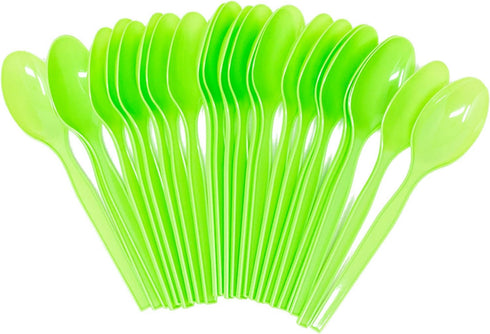 Lime Plastic Spoons (24 Pack) - Lightweight Disposable Cutlery for Parties and Occasions