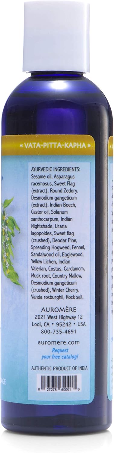 Auromere Ayurvedic Massage Oil - Vegan, Cruelty Free, Natural, 4 fl oz with Cold-Pressed Sesame Oil