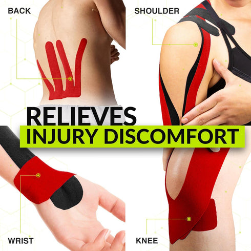 TapeGeeks Kinesiology Tape - Hypoallergenic Athletic Tape, Medical, Weightlifting, Gym, Muscle, Knee, Ankle, Arm