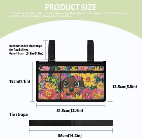 Qehuruxo Colorful Flower Dog Wheelchair Side Bag Wheel Chair Accessories Adults Foldable Wheel Chair Accessories