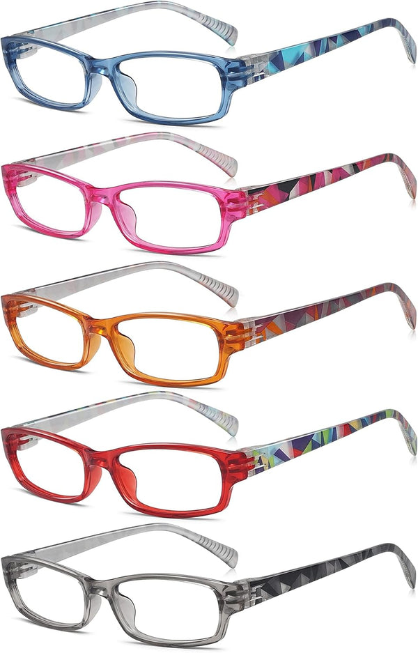 Eyekepper 5-Packs Reading Glasses for Women - Metalless Design, Screwless Spring Hinges Ladies Readers +1.0