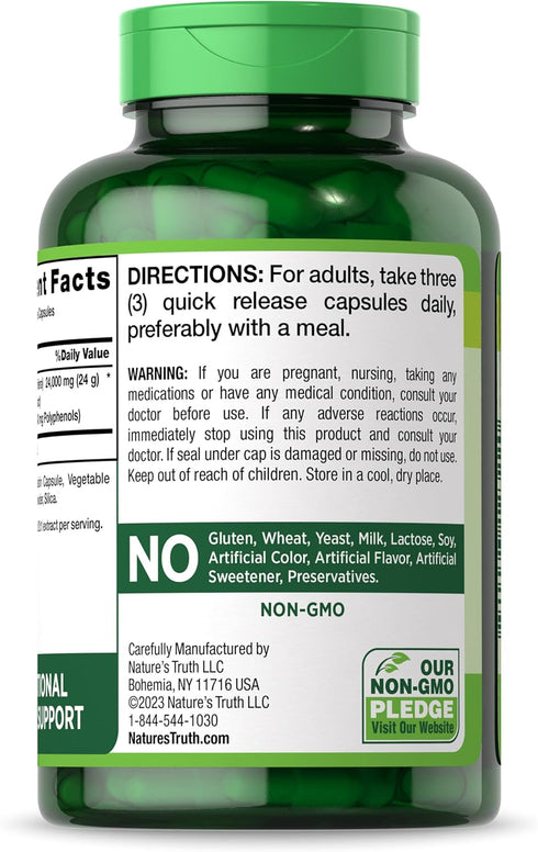 Nature's Truth Grape Seed Extract 24,000mg - 180 Capsules, Standardized Extract Supplement, Non-GMO & Gluten Free