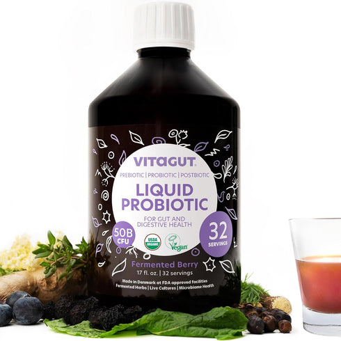 Liquid Probiotic, Prebiotics & Postbiotics - 3-in-1 Organic, 50 Billion CFU, Vegan Probiotic for Gut Health
