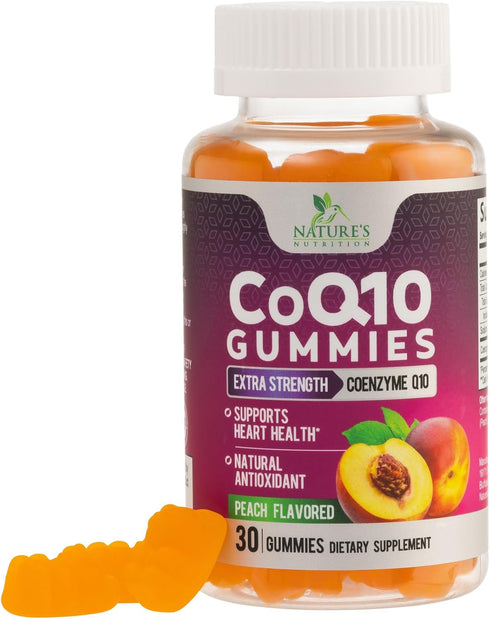 CoQ10 100mg Gummies - Coenzyme Q10 Supplement, Antioxidant for Heart Health Support & Energy Production, 30 Count High