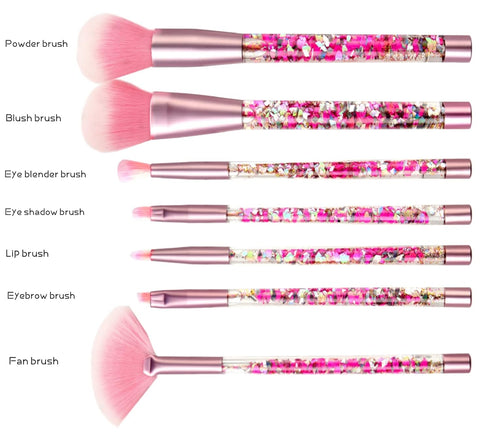 Unicorn Glitter Makeup Brush Set, 7pc Foundation Brush with Lip Eye Nose Shadow Eyebrow Blush for Teen Girls Women
