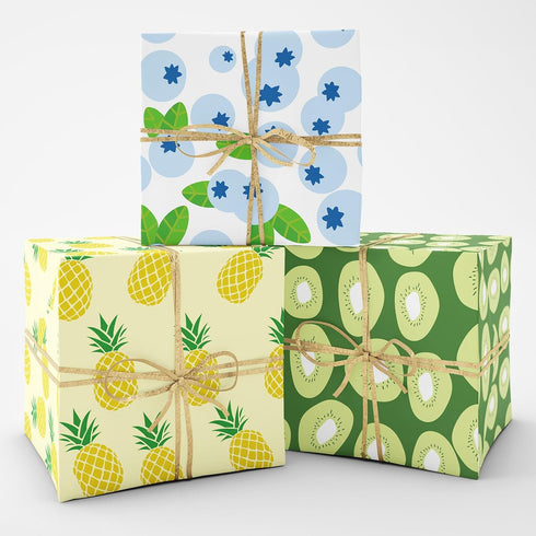 JarThenaAMCS 12 Sheet Fruit Wrapping Paper | 19.7 x 27.6 Inch | Strawberry Lemon Pineapple Gift Wrap Bulk