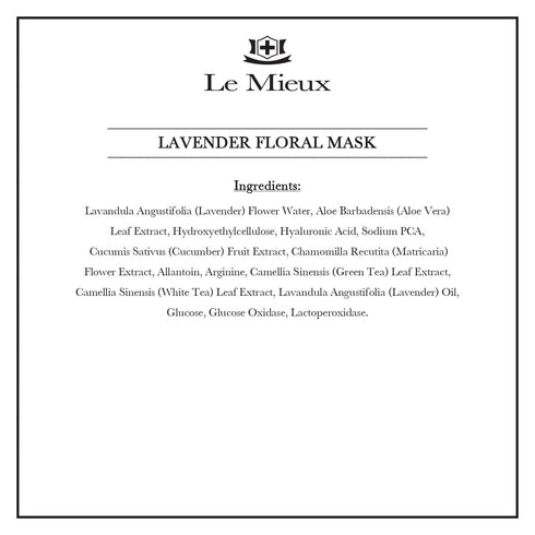 Le Mieux Lavender Floral Mask, 2 oz, Calming Gel Face Mask with Hyaluronic Acid & Botanical Extracts