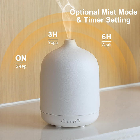 kakoda 250ml Ceramic Essential Oil Diffusers for Home, Decorative Bedroom Aromatherapy Scent Air Diffuser Ultrasonic