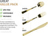 Extra Heavyweight Disposable Plastic Cutlery Silverware Combo, Polished Gold, 160 Count (80 Forks, 40 Spoons, 40 Knives)