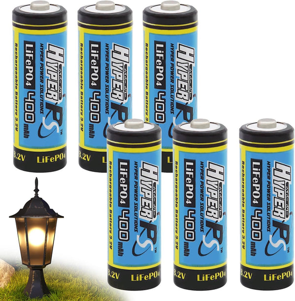 (6-Pack) 3.2V LiFePo4 14430 400mAh Rechargeable Battery for Solar Panel Light, Tooth Brush, Shaver, Flashlight